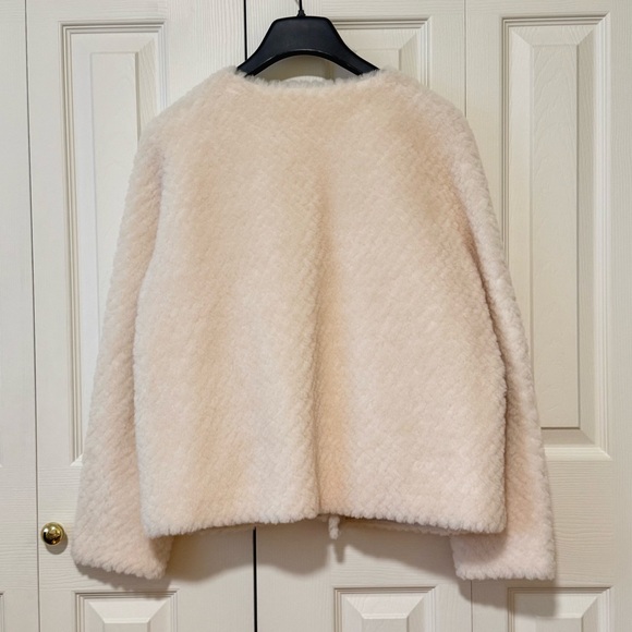 Cream Fuzzy Button-Front Jacket - Picture 9 of 13